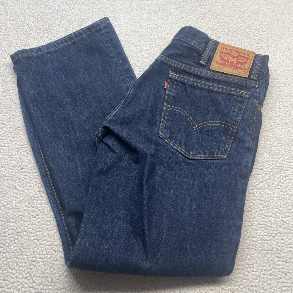 Levi's Jeans Mens 34x30 Blue 517 Bootcut Dark Wash Denim Pants Classic Fit